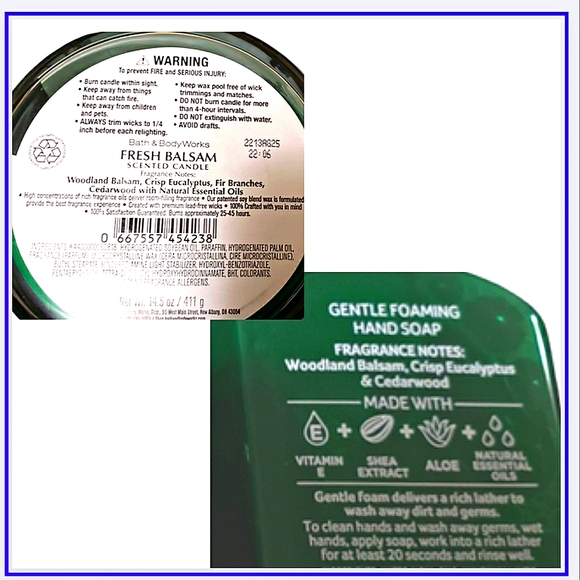 🟩🔥"FRESH BALSAM" 2-ITEMS FOAMING HAND SOAP & 3-WICK CANDLE - Picture 8 of 10